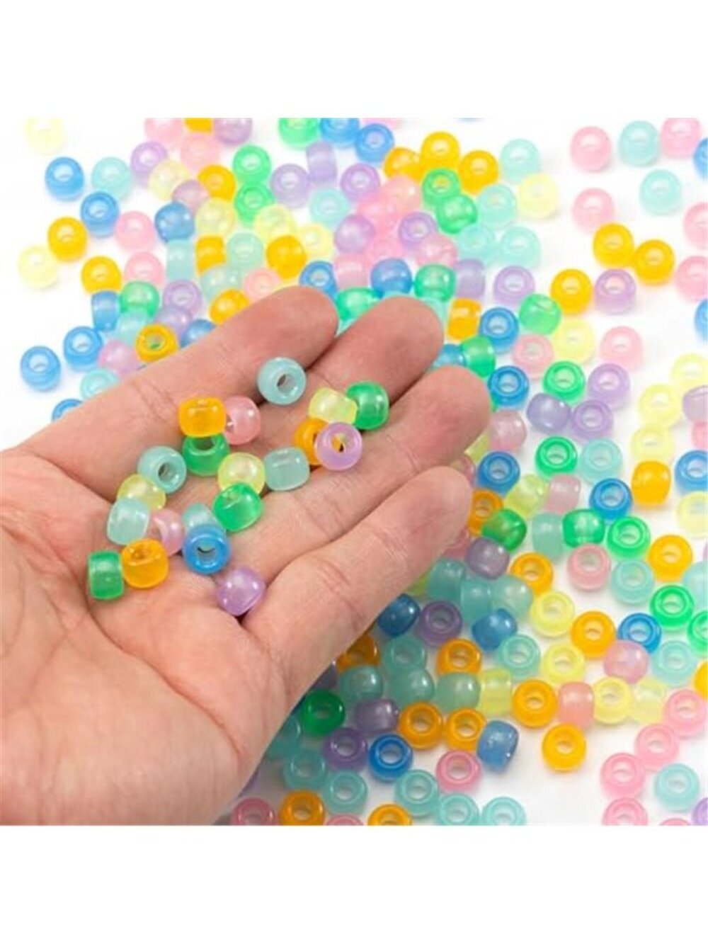 1000Pcs Glow in The Dark Pony Beads Bulk for Hair Kandi Bracelet Keychains - Picture 4 of 6
